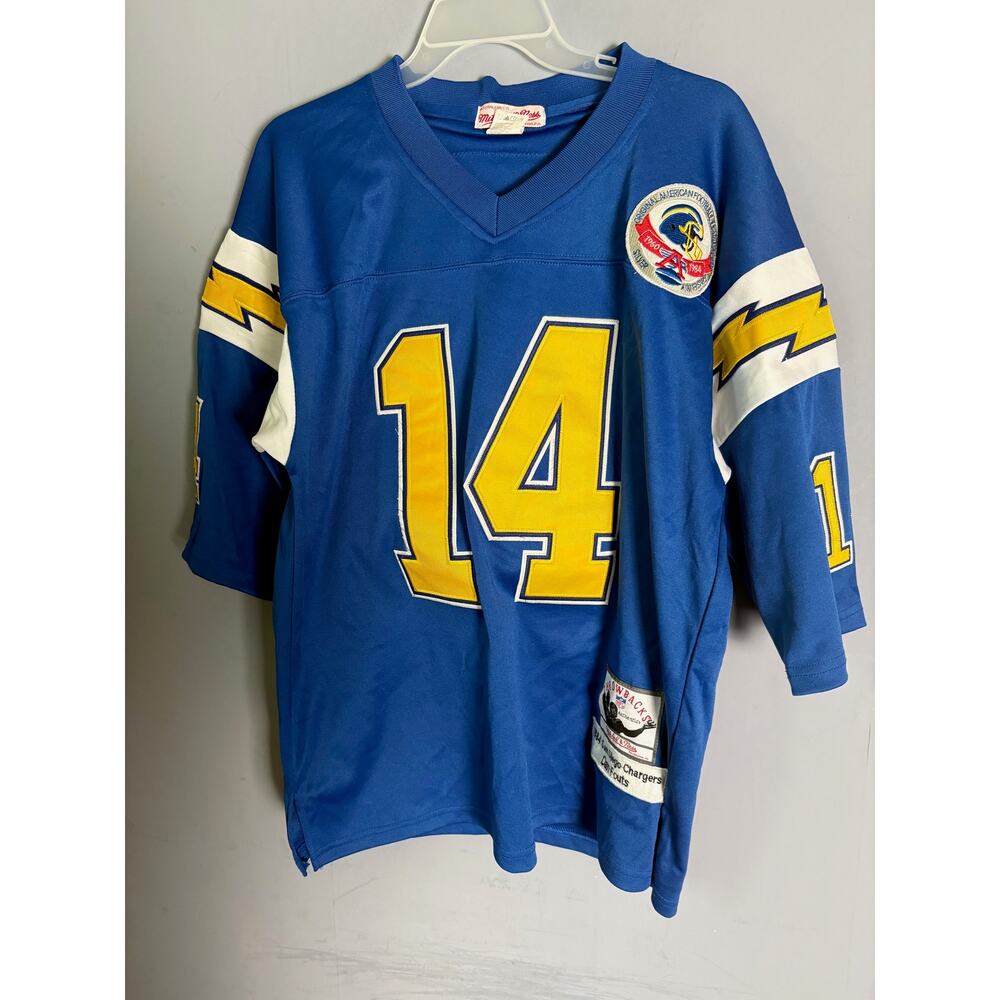 M&N 1984 Dan Fouts Chargers Jersey Men’s 48 Korea Made Silver Anniversary Patch